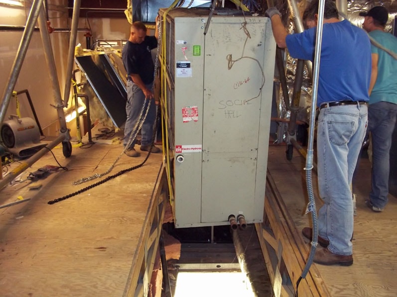 Liberty Mechanical crew installing commercial HVAC equipment